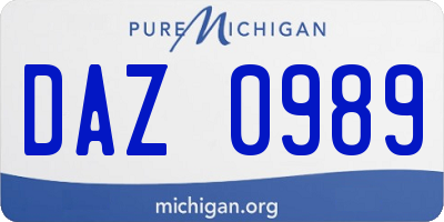MI license plate DAZ0989