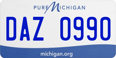 MI license plate DAZ0990
