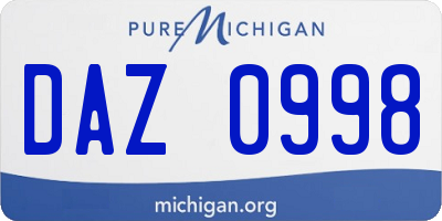 MI license plate DAZ0998