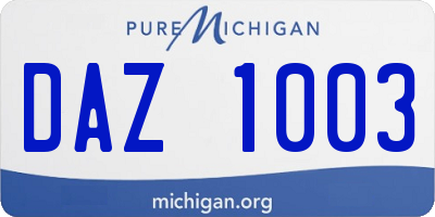 MI license plate DAZ1003