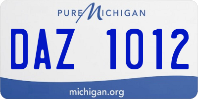 MI license plate DAZ1012