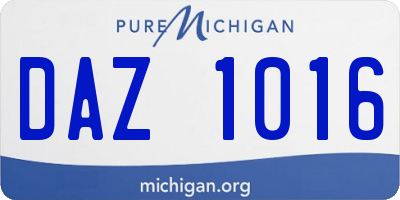MI license plate DAZ1016