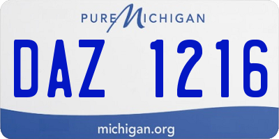 MI license plate DAZ1216