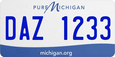 MI license plate DAZ1233