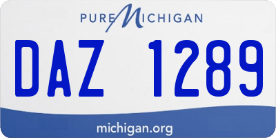MI license plate DAZ1289