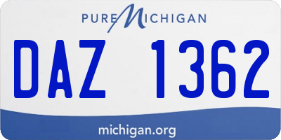 MI license plate DAZ1362