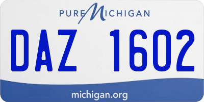 MI license plate DAZ1602