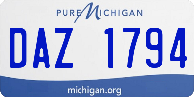 MI license plate DAZ1794