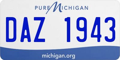 MI license plate DAZ1943