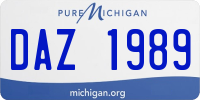 MI license plate DAZ1989