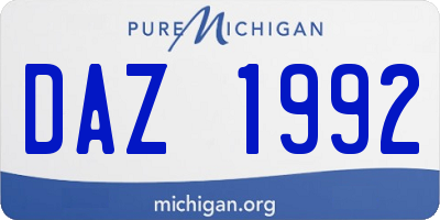 MI license plate DAZ1992