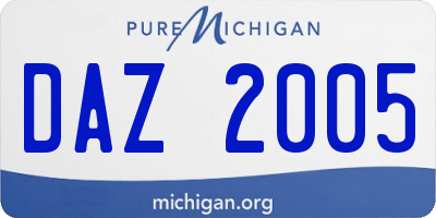 MI license plate DAZ2005