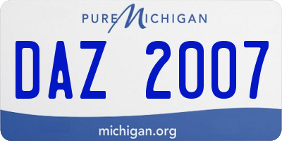 MI license plate DAZ2007