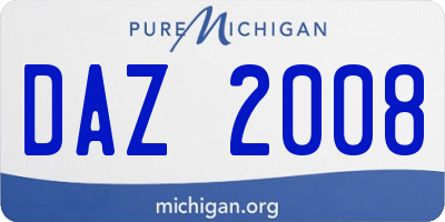 MI license plate DAZ2008