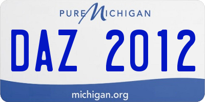 MI license plate DAZ2012