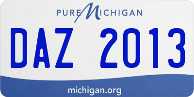 MI license plate DAZ2013