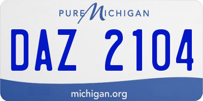 MI license plate DAZ2104