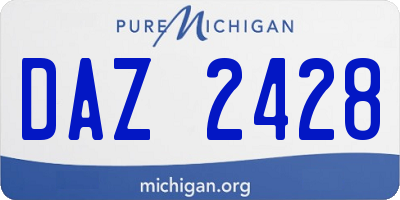 MI license plate DAZ2428