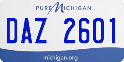 MI license plate DAZ2601