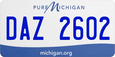 MI license plate DAZ2602