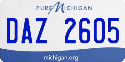 MI license plate DAZ2605