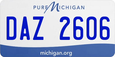 MI license plate DAZ2606
