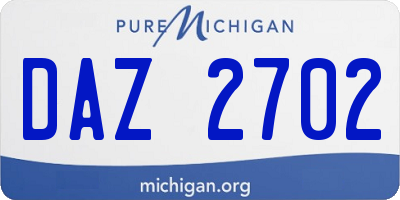 MI license plate DAZ2702