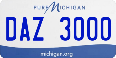 MI license plate DAZ3000