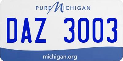 MI license plate DAZ3003