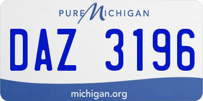 MI license plate DAZ3196