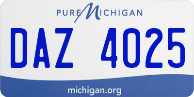 MI license plate DAZ4025