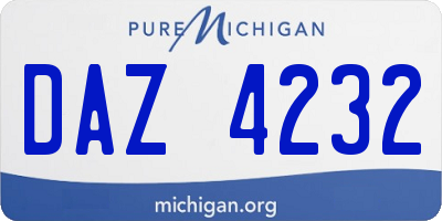 MI license plate DAZ4232
