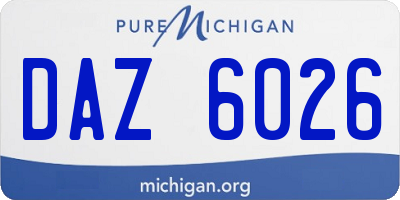MI license plate DAZ6026