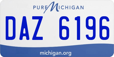 MI license plate DAZ6196