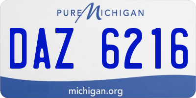 MI license plate DAZ6216