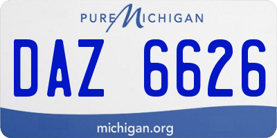 MI license plate DAZ6626