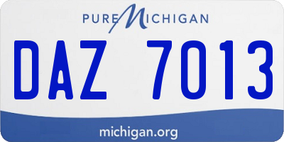 MI license plate DAZ7013
