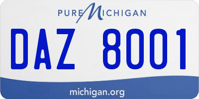 MI license plate DAZ8001