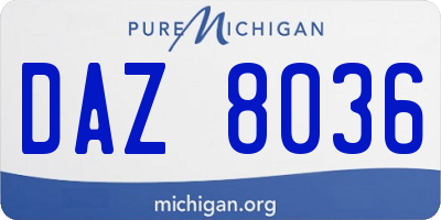 MI license plate DAZ8036