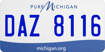 MI license plate DAZ8116