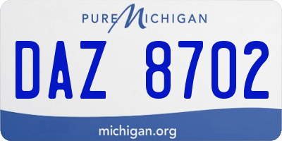 MI license plate DAZ8702