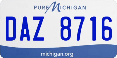 MI license plate DAZ8716