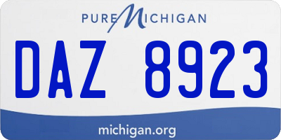 MI license plate DAZ8923