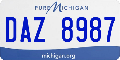 MI license plate DAZ8987