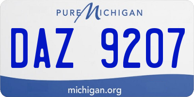 MI license plate DAZ9207