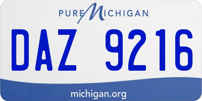 MI license plate DAZ9216