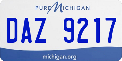 MI license plate DAZ9217