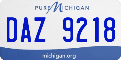 MI license plate DAZ9218