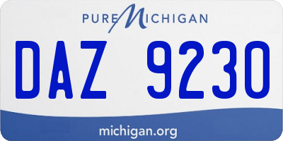 MI license plate DAZ9230