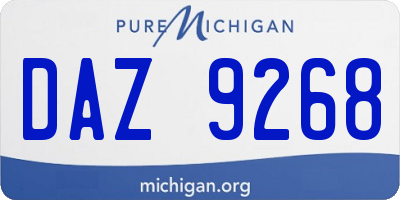 MI license plate DAZ9268